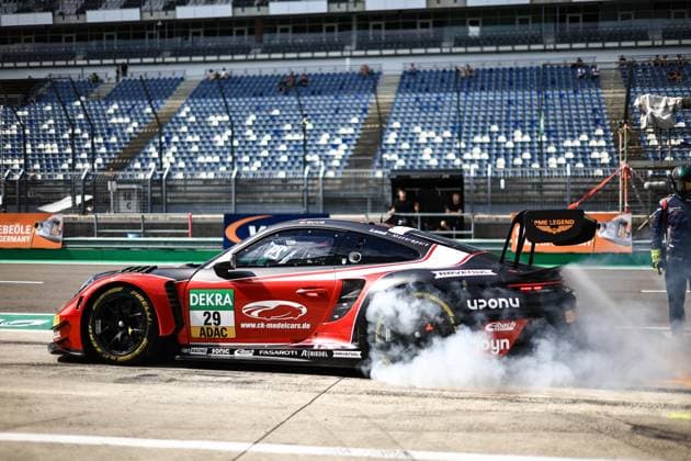 29 Bastian Buus, DK Land Motorsport, Porsche 911 GT3 R Evo, action photo at Hoch Zwei, Klettwitz, Germany,detected_source_language
