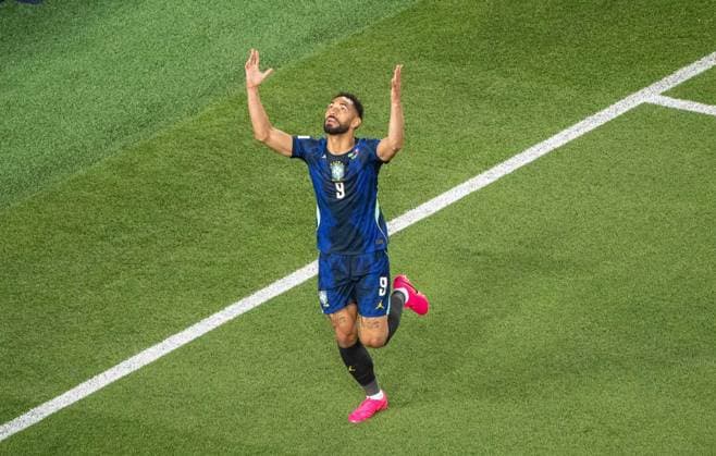 Soccer, Mens, 2026 FIFA World Cup in Mexico, Canada, and the U.S., Match in Philadelphia, Group C, Matchday 2, Brazil vs. Haiti, Matheus Cunha 9, Brazil, Celebrating after scoring the 1-0 goal, June 19, 2026,,detected_source_language Copyright: xMatthiasxKochx