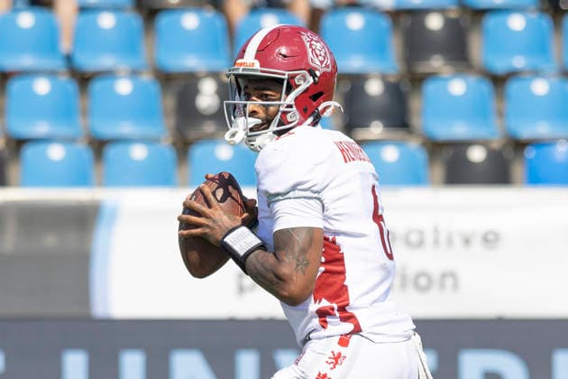EFA European Football Alliance Frankfurt Galaxy Prague Lions, June 21, 2026 Jaylon Henderson Prague Lions 6 with the ball, cutout, portrait, Frankfurt Galaxy Prague Lions, Frankfurt, PSD Bank Arena, June 21, 2026,detected_source_language Copyright: xBEAUTIFULxSPORTS Gawlikx