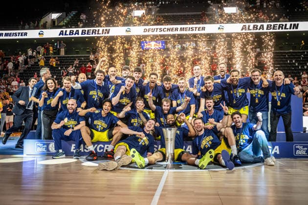 Basketball Munich June 21, 2026 2025–2026 Season EasyCredit BBL 1 Bundesliga Playoffs Final Game 5 Mens Division FC Bayern Munich vs. Alba Berlin Alba Berlin Wins the 2026 German Championship Winners Photo,detected_source_language