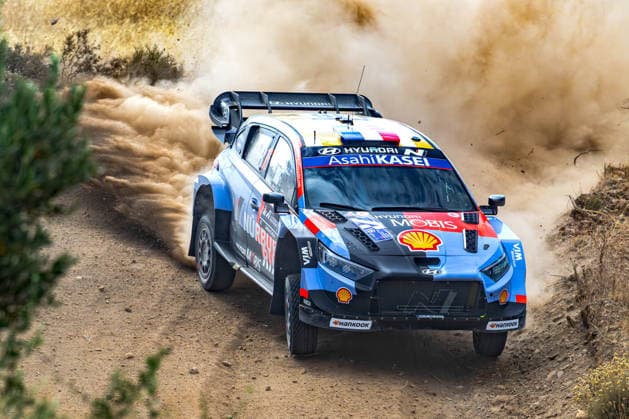 IPA86049816 - Adrien Fourmaux (FRA) and Alexandre Coria (FRA) in a Hyundai i20 N Rally1, driving for the Hyundai Shell Mobis World Rally Team during the 8th round of the FIA WRC, Motorsport Rallye, WM EKO Acropolis Rally Greece, June 25, 2026 Copyright: xFedericoxManoni IPAxSportx xx 86049816