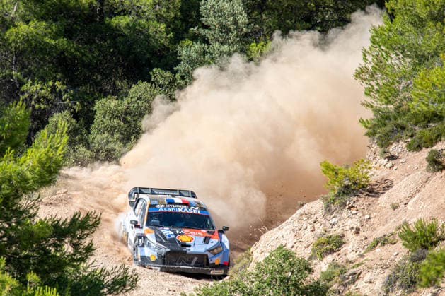 IPA86115738 - Adrien Fourmaux (FRA) and Alexandre Coria (FRA) in a Hyundai i20 N Rally1, driving for the Hyundai Shell Mobis World Rally Team during the 8th round of the FIA WRC, Motorsport Rallye, WM EKO Acropolis Rally Greece, June 26, 2026 Copyright: xFedericoxManoni IPAxSportx xx 86115738