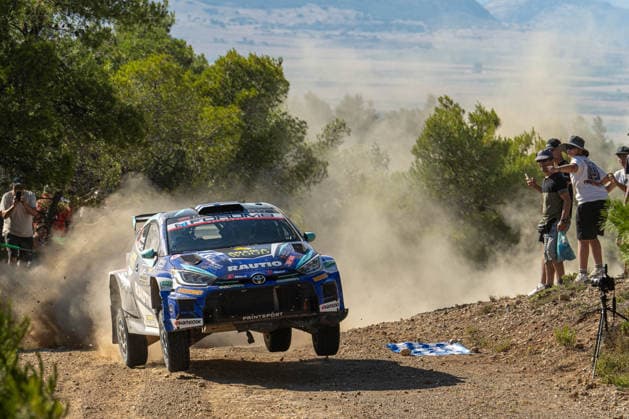 IPA86115744 - Roope Korhonen (FIN) and Anssi Viinikka (FIN) in a Toyota GR Yaris Rally2, driving for Rautio Motorsport during the 8th round of the FIA WRC, Motorsport Rallye, WM EKO Acropolis Rally Greece, June 26, 2026 Copyright: xFedericoxManoni IPAxSportx xx 86115744