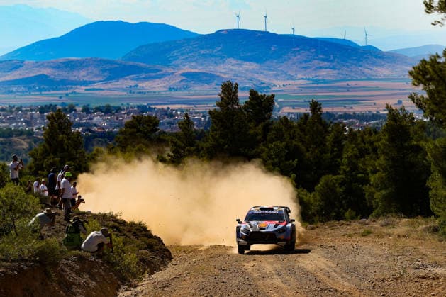 IPA86117686 - Driver Adrien Fourmaux and co-driver Alexandre Coria of the Hyundai Shell Mobis World Rally Team, driving a Hyundai i20 N Rally1, faced the first day of competition during the FIA World Rally Championship WRC, Motorsport Rallye, WM EKO Acropolis Rally Greece 2026 on June 26 in Loutraki, Greece.  Copyright: xLucaxBarsali IPAxSportx xx 86117686