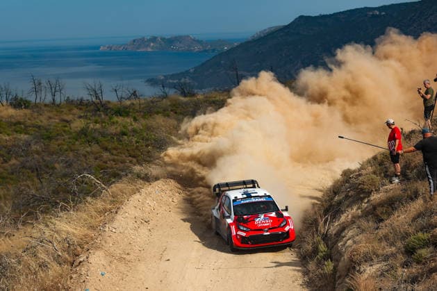 IPA86117677 - Driver Sami Pajari and co-driver Marko Salminen of the Toyota Gazoo Racing WRT team, driving a Toyota GR Yaris Rally1, took part in the shakedown during the FIA World Rally Championship WRC, Motorsport Rallye, WM EKO Acropolis Rally Greece 2026 on June 25 in Loutraki, Greece. Copyright: xLucaxBarsali IPAxSportx xx 86117677