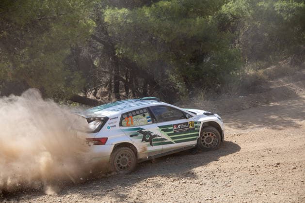 IPA86177662 - Robert Virves (EST) and Jakko Viilo (EST) in a äkoda Fabia RS Rally2, driving for Toksport WRT during the 8th round of the FIA WRC, Motorsport Rallye, WM EKO Acropolis Rally Greece, June 28, 2026 Copyright: xFedericoxManoni IPAxSportx xx 86177662