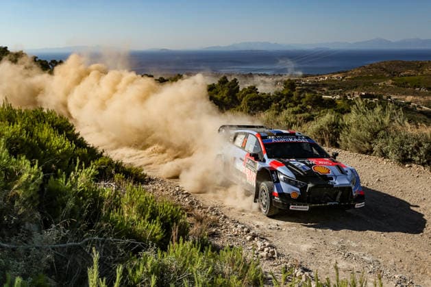 IPA86180820 - ,Driver Adrien Fourmaux and co-driver Alexandre Coria of the Hyundai Shell Mobis World Rally Team, driving the Hyundai i20 N Rally1, are set to tackle the third day of the race during the FIA World Rally Championship WRC, Motorsport Rallye, WM EKO Acropolis Rally Greece 2026 on June 28 in Loutraki, Greece  Copyright: xLucaxBarsali IPAxSportx xx 86180820