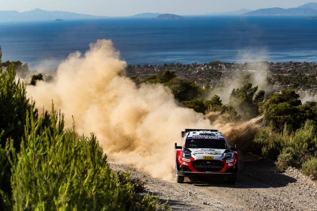 IPA86180841 - ,Driver M?rti?ö Sesks and co-driver Ren?rs Francis of the M Ford World Rally Team, driving a Ford Puma Rally1, face the third day of the race during the FIA World Rally Championship WRC, Motorsport Rallye, WM EKO Acropolis Rally Greece 2026 on June 28 in Loutraki, Greece Copyright: xLucaxBarsali IPAxSportx xx 86180841