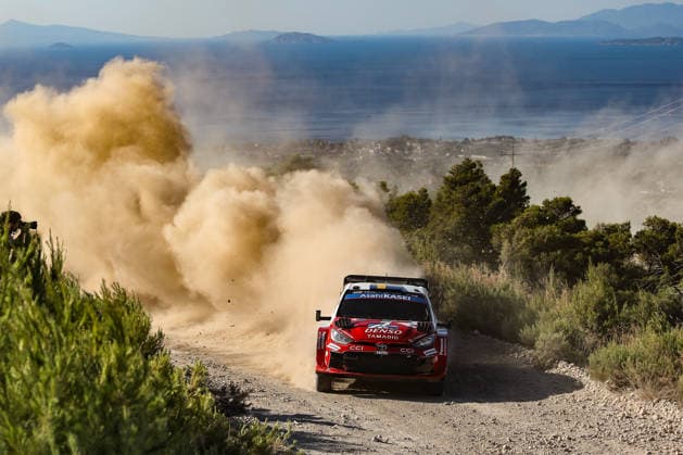 IPA86180842 - Driver Oliver Solber and co-driver Elliott Edmondson of Team Toyota Gazoo Racing WRT are driving the Toyota GR Yaris Rally1 as they tackle the third day of the race during the FIA World Rally Championship WRC, Motorsport Rallye, WM EKO Acropolis Rally Greece 2026 on June 28 in Loutraki, Greece Copyright: xLucaxBarsali IPAxSportx xx 86180842