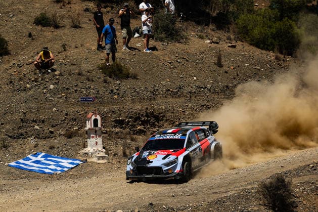 IPA86180853 - Driver Adrien Fourmaux and co-driver Alexandre Coria of the Hyundai Shell Mobis World Rally Team, driving a Hyundai i20 N Rally1, are set to tackle the third day of the race during the FIA World Rally Championship WRC, Motorsport Rallye, WM EKO Acropolis Rally Greece 2026 on June 28 in Loutraki, Greece.  Copyright: xLucaxBarsali IPAxSportx xx 86180853