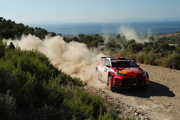MOTORSPORTS - Rally - WRC, Motorsport Rallye, WM EKO Acropolis Rally Greece Photo by IPA ABACAPRESS.COM86180831 - ,Driver Alejandro Cachon and Co-Driver Borja Rozada in a Toyota GR Yaris Rally2 WRC2, facing the third day of the race during the FIA World Rally Championship (WRC) EKO Acropolis Rally Greece 2026 on June 28, Loutraki, Greece Greece Greece  Copyright: xIPAxSport ABACAx