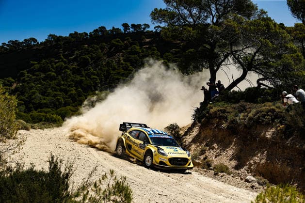 MOTORSPORTS - Rally - WRC, Motorsport Rallye, WM EKO Acropolis Rally Greece Photo by IPA ABACAPRESS.COM86180811 - Driver Jourdan Serderidis and co-driver Frederic Miclotte of the M Ford WRT, driving a Ford Puma Rally1, are set to tackle the third day of the race during the FIA World Rally Championship (WRC) EKO Acropolis Rally Greece 2026 on June 28 in Loutraki, Greece. Greece Greece  Copyright: xIPAxSport ABACAx