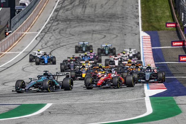 Start of the race during the Race of Formula 1 Rolex Austrian Grand Prix 2026 at Red Bull Ring in Spielberg, Austria. Round 10 of the 2026 FIA Formula One World Championship, WM, Weltmeisterschaft held June 26-28, 2026. The Red Bull Ring in Spielberg, set amid the scenic hills of Styria, is one of the shorter circuits on the calendar yet delivers intense wheel-to-wheel racing. Formula 1 Rolex Austrian Grand Prix 2026 - Round 10 - Red Bull Ring F1-2026-R10-AUT