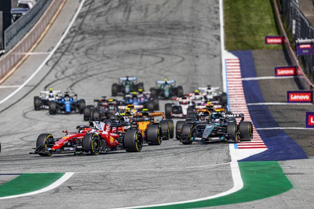 Start of the race during the Race of Formula 1 Rolex Austrian Grand Prix 2026 at Red Bull Ring in Spielberg, Austria. Round 10 of the 2026 FIA Formula One World Championship, WM, Weltmeisterschaft held June 26-28, 2026. The Red Bull Ring in Spielberg, set amid the scenic hills of Styria, is one of the shorter circuits on the calendar yet delivers intense wheel-to-wheel racing. Formula 1 Rolex Austrian Grand Prix 2026 - Round 10 - Red Bull Ring F1-2026-R10-AUT