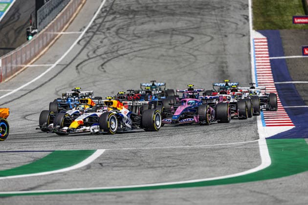 Start of the race during the Race of Formula 1 Rolex Austrian Grand Prix 2026 at Red Bull Ring in Spielberg, Austria. Round 10 of the 2026 FIA Formula One World Championship, WM, Weltmeisterschaft held June 26-28, 2026. The Red Bull Ring in Spielberg, set amid the scenic hills of Styria, is one of the shorter circuits on the calendar yet delivers intense wheel-to-wheel racing. Formula 1 Rolex Austrian Grand Prix 2026 - Round 10 - Red Bull Ring F1-2026-R10-AUT