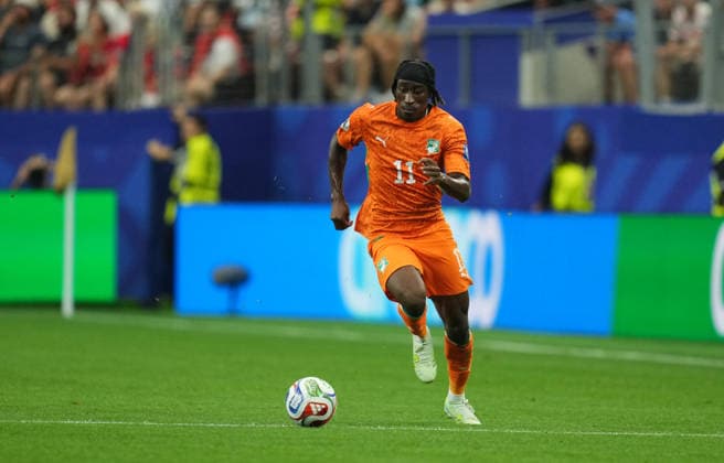 Yan Diomande of Ivory Coast controls the ball during the match between Ivory Coast and Norway in the Round of 32 of the 2026 FIFA World Cup at Dallas Stadium in Arlington, United States, on June 30, 2026. Photo by DeFodi Images, taken by Thor Wegner.