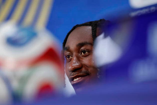 Yan Diomande of Ivory Coast reacts during a press conference, PK, Pressekonferenz in Dallas, USA, 29 June 2026. Ivory Coast national team, Nationalteam Press Conference ACHTUNG: NUR REDAKTIONELLE NUTZUNG  Copyright: xMariscalx AMDEP7698 20260629-55020748698008_1008 Ivory Coast National Team Press Conference !ACHTUNG: NUR REDAKTIONELLE NUTZUNG!  Copyright: xIMAGO Mariscalx imago images 0860343068 0860343068st