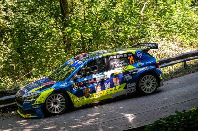 IPA86332397 - Roberto Dapra (ITA) and Luca Guglielmetti (ITA) in a Skoda Fabia RS Rally2 during the 3rd round of the FIA ERC: Rally di Roma Capitale in Rome, July 3, 2026, Copyright: xFedericoxManoni IPAxSportx xx 86332397