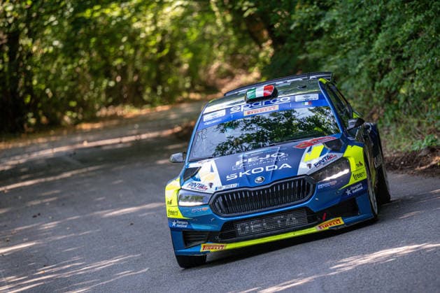 IPA86332406 - Roberto Dapra (ITA) and Luca Guglielmetti (ITA) in a Skoda Fabia RS Rally2 during the 3rd round of the FIA ERC: Rally di Roma Capitale in Rome, July 3, 2026, Copyright: xFedericoxManoni IPAxSportx xx 86332406