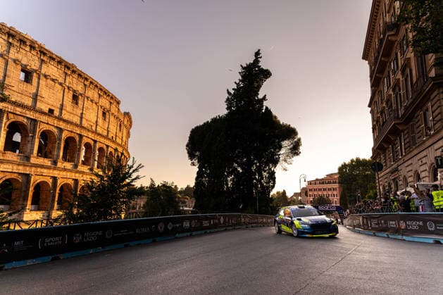 IPA86344034 - Roberto Dapra (ITA) and Luca Guglielmetti (ITA) in a Skoda Fabia RS Rally2 during the 3rd round of the FIA ERC: Rally di Roma Capitale in Rome, July 3, 2026, Copyright: xFedericoxManoni IPAxSportx xx 86344034