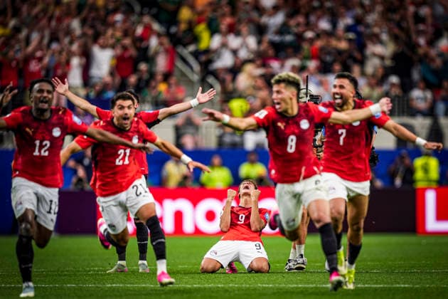Hamza Abdelkarim of Egypt celebrates after winning a penalty shootout during the match between Australia and Egypt at the 2026 World Cup, held at Dallas Stadium in Dallas, United States. Richard Callis Fotoarena (Richard Callis SPP) Copyright: xRichardxCallisx xSPPx spp-en-RiCa-2978507