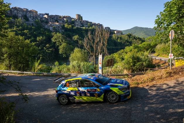 IPA86359567 - Roberto Dapra (ITA) and Luca Guglielmetti (ITA) in a Skoda Fabia RS Rally2 during the 3rd round of the FIA ERC: Rally di Roma Capitale in Rome, July 4, 2026, Copyright: xFedericoxManoni IPAxSportx xx 86359567