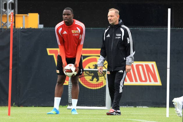 DEU, DFL, 1 FBL, 1 FC Union, Training, July 7, 2026, Alte Foersterei Stadium, Berlin, DEU, DFL, 1 FBL, 1 FC Union, Training, Head Coach Mauro Lustrinelli, 1 FC Union Berlin, Ilyas Ansah, 1 FC Union Berlin. DFL regulations prohibit any use of photographs as image sequences and or quasi-video. Nordphotox xEngler nph00076