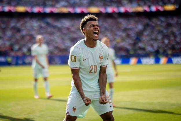 Boston, USA, July 9, 2026 Goal celebration Desire Doue FRA France Morocco World Cup France Morocco July 9, 2026