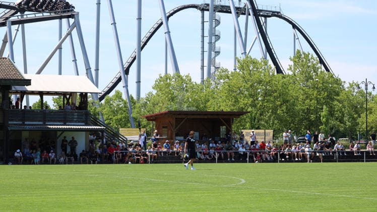 July 11, 2026, xrekx, soccer exhibition match, SV Elversberg vs. FC Thun, Vincent Wagner, coach of SV 07 Elversberg, Europa-Park roller coaster (symbolic photo), Symbolic image, symbolic stadium, symbolic photo, symbolic image, symbolic stadium DFL DFB REGULATIONS PROHIBIT ANY USE OF PHOTOGRAPHS as IMAGE SEQUENCES and or QUASI-VIDEO Rust