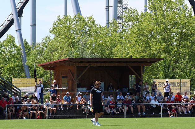 July 11, 2026, xrekx, soccer exhibition match, SV Elversberg vs. FC Thun, Vincent Wagner, coach of SV 07 Elversberg, Europa-Park roller coaster (symbolic photo), Symbolic image, symbolic stadium, symbolic photo, symbolic image, symbolic stadium DFL DFB REGULATIONS PROHIBIT ANY USE OF PHOTOGRAPHS as IMAGE SEQUENCES and or QUASI-VIDEO Rust