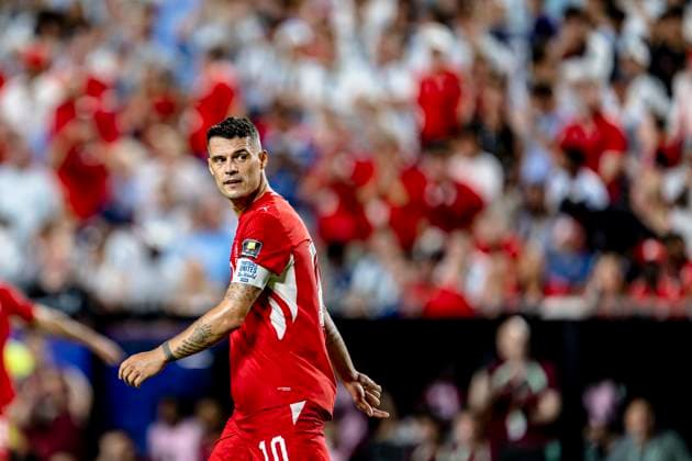 KANSAS CITY Granit Xhaka of Switzerland during the 2026 World Cup match between Argentina and Switzerland at Arrowhead Stadium on July 11, 2026, in Kansas City, United States. Photo by Stefan Koops, EYE4IMAGES, DeFodi Images