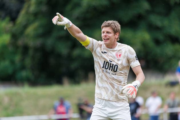 Goalkeeper Jakub Jakubov, Greifswald, GER; FC Hansa Rostock vs. Greifswalder FC; Soccer; Men; 3rd Division; Friendly Match; 2026–2027 Season; July 15, 2026; Neuruppin Volksparkstadion, Brandenburg, Germany