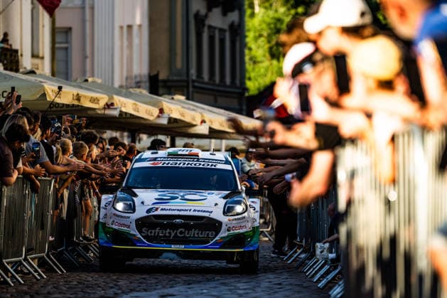 IPA86743925 - 55 Driver Joshua McErlean and Co-Driver Eoin Treacy of the M Ford World Rally Team’s Ford Puma Rally1 at the ceremonial start during the FIA World Rally Championship WRC, Motorsport Rallye, WM Delfi Rally Estonia 2026 on July 16 in Tartu, Estonia  Copyright: xLucaxBarsali IPAxSportx xx 86743925