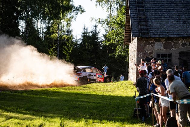 IPA86763244 - Driver Adrien Fourmaux and co-driver Alexandre Coria of the Hyundai Shell Mobis World Rally Team, driving a Hyundai i20 N Rally1, faced the first day of competition during the 2026 FIA World Rally Championship WRC, Motorsport Rallye, WM Delfi Rally Estonia on July 17 in Tartu, Estonia.  Copyright: xLucaxBarsali IPAxSportx xx 86763244