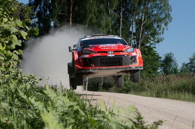 IPA86791687 - Driver Oliver Solber and co-driver Elliott Edmondson of Team Toyota Gazoo Racing WRT are driving the Toyota GR Yaris Rally1. They are in second place on the second day of the race during the FIA World Rally Championship WRC, Motorsport Rallye, WM Delfi Rally Estonia 2026 on July 18 in Tartu, Estonia. Copyright: xLucaxBarsali IPAxSportx xx 86791687