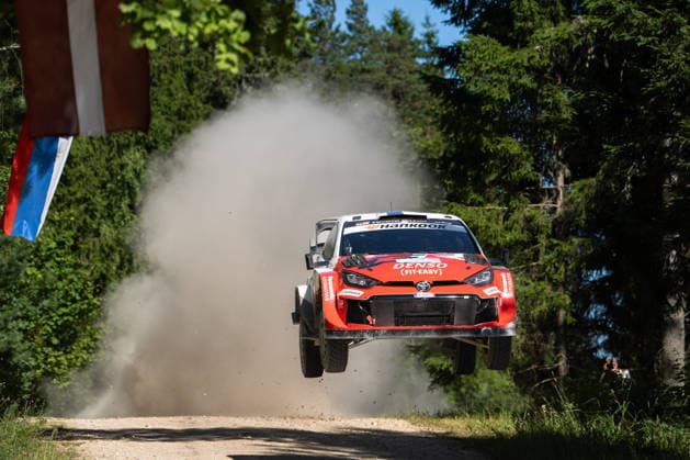 IPA86791688 - Driver Sami Pajari and co-driver Marko Salminen of the Toyota Gazoo Racing WRT team, driving a Toyota GR Yaris Rally1, faced the second day of racing during the FIA World Rally Championship WRC, Motorsport Rallye, WM Delfi Rally Estonia 2026 on July 18 in Tartu, Estonia. Copyright: xLucaxBarsali IPAxSportx xx 86791688