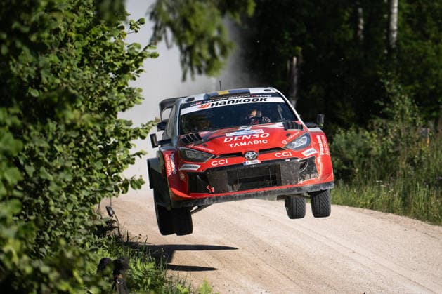 IPA86791691 - Driver Oliver Solber and co-driver Elliott Edmondson of Team Toyota Gazoo Racing WRT are driving the Toyota GR Yaris Rally1. They are in second place on the second day of the race during the FIA World Rally Championship WRC, Motorsport Rallye, WM Delfi Rally Estonia 2026 on July 18 in Tartu, Estonia.  Copyright: xLucaxBarsali IPAxSportx xx 86791691