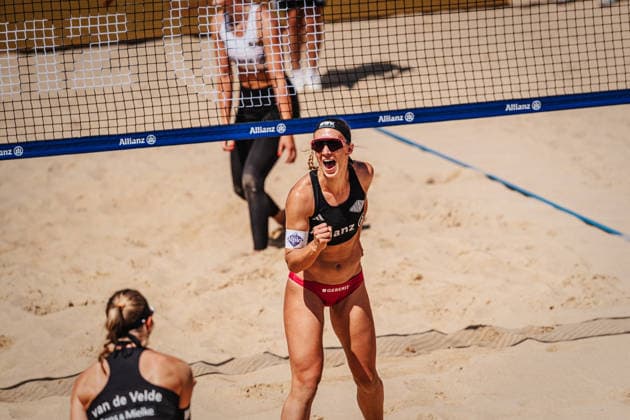 Women s Beach Volleyball Allianz German Beach Club Finals The 2026 Finals Hannover Eintracht Spontent vs. Berlin Recycling Volleys July 24, 2026 Sandra Ittlinger celebrates at Opernplatz in Hannover, Lower Saxony, Germany