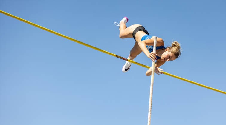 German Track and Field Championships—Women’s Pole Vault, Hanover, July 24, 2026 Tamineh Steinmeyer of LAZ Zweibrücken in the women’s pole vault at the German Track and Field Championships—Women’s Pole Vault on July 24, 2026, at Opernplatz in Hanover, Lower Saxony Copyright: xBEAUTIFULxSPORTS R.xSchmittx