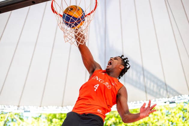 Baskets Bonn (orange) vs. Skyliner (black) – 3rd-place game, Men s 3x3 Basketball, The Finals 2026, July 25, 2026, New City Hall, Hanover, GER, Copyright: xJanxGuentherx