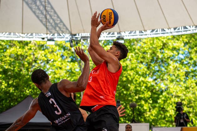 Team Aachen (orange) vs. Sparkasse Bochum (black) – 3rd-place game, Men s 3x3 Basketball, The Finals 2026, July 25, 2026, New City Hall, Hanover, GER, Copyright: xJanxGuentherx