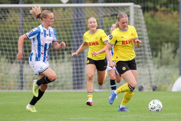 July 26, 2026, xgrfx, Women s Soccer Friendly Match, Borussia Dortmund vs. SC Heerenveen, featuring Lisanne Venema (SC Heerenveen) and Annika Enderle (Borussia Dortmund). DFL and DFB regulations prohibit any use of photographs as image sequences and or quasi-video. Hohenbuschei Training Facility