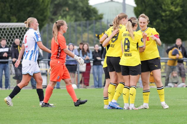 July 26, 2026, xgrfx, Women s Soccer Friendly, Borussia Dortmund vs. SC Heerenveen (goal), Annika Enderle on the 3–1 win for Borussia Dortmund; DFL and DFB regulations prohibit any use of photographs as image sequences and or quasi-video; Hohenbuschei Training Facility