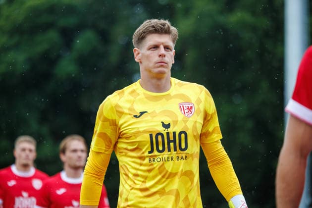 Goalkeeper Jakub Jakubov, Greifswald, GER; Greifswalder FC vs. Hallescher FC; Soccer; Men; Northeast Regional League; Matchday 1; 2026–2027 Season; July 25, 2026; Greifswald Volksstadion, Mecklenburg-Western Pomerania, Germany