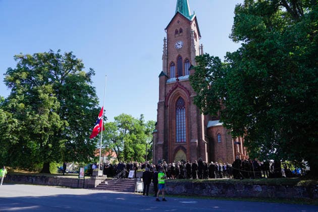 Funeral for rower Olaf Tufte, Horten, July 31, 2026. Olaf Karl Tufte’s funeral at Horten Church on Friday. Photo: Terje Bendiksby, NTB, Horten, Norway. EDITORIAL USE ONLY. RESTRICTED USE FOR BETTING COMPANIES.  Copyright: xTerjexBendiksbyx xNTBx