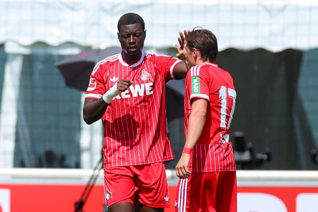 Ragnar Prince Friedel Ache of 1. FC Köln celebrates his goal to make it 1–0 with Alessio Castro Montes of 1. FC Köln, Friendly match, 1. FC Köln vs. Hertha BSC Berlin, Koasa Stadium on July 31, 2026, in St. Johann in Tirol, Austria. Photo by Marco Steinbrenner, DeFodi Images. Ragnar Prince Friedel Ache of 1. FC Köln celebrates after scoring his team’s first goal with Alessio Castro Montes of 1. FC Köln, Friendly match, 1 FC Köln vs. Hertha BSC Berlin, Koasa Stadium, July 31, 2026, in St. Johann in Tirol, Austria. Photo by Marco Steinbrenner, DeFodi Images