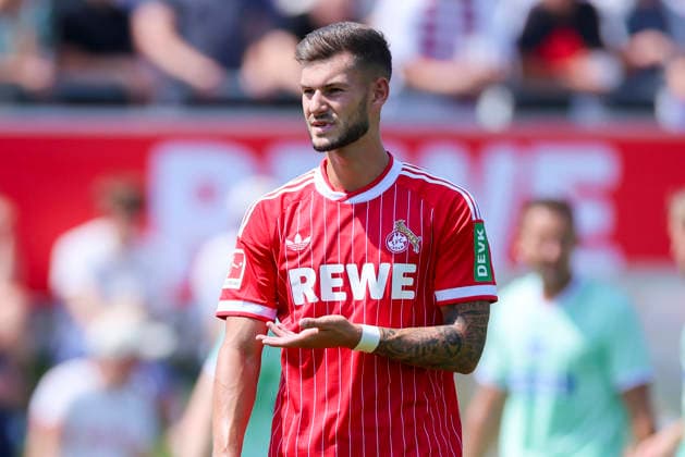 Tom Krauss of 1 FC Köln gestures, Friendly match, 1 FC Köln vs. Hertha BSC Berlin, Koasastadion on July 31, 2026, in St. Johann in Tirol, Austria. Photo by Marco Steinbrenner, DeFodi Images. Tom Krauss of 1 FC Köln gestures, Friendly match, 1 FC Köln vs. Hertha BSC Berlin, Koasastadion, July 31, 2026, in St. Johann in Tirol, Austria. Photo by Marco Steinbrenner, DeFodi Images
