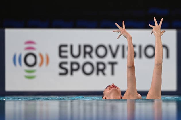 France, Paris, Centre Aquatique Olympique Metropole du Grand Paris, July 31, 2026, European Aquatics Championships, Artistic Swimming, Day 1, Duet Free Preliminary, Anna Sophia Aeschbacher and Ixchel Honer of Switzerland Photo by Eibner Pressefoto Tino Henschel European Aquatics Championships Artistic Swimming Day 1 Duet Free Preliminary Paris Copyright: xEibnerxPressefotox