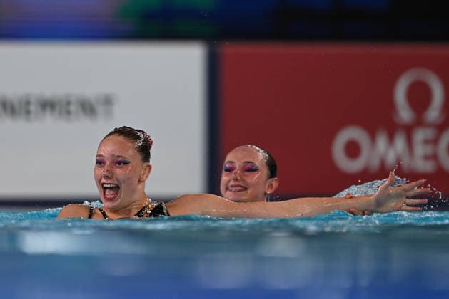France, Paris, Centre Aquatique Olympique Metropole du Grand Paris, July 31, 2026, European Aquatics Championships, Artistic Swimming, Day 1, Duet Free Preliminary, Anna Sophia Aeschbacher and Ixchel Honer of Switzerland Photo by Eibner Pressefoto Tino Henschel European Aquatics Championships Artistic Swimming Day 1 Duet Free Preliminary Paris Copyright: xEibnerxPressefotox