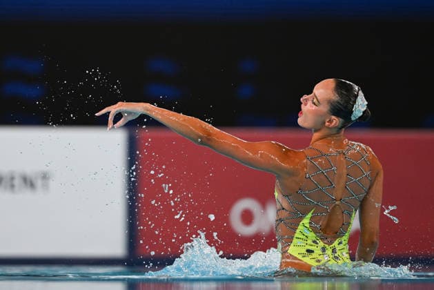 France, Paris, Centre Aquatique Olympique Metropole du Grand Paris, July 31, 2026, European Aquatics Championships, Artistic Swimming, Day 1, Duet Free Preliminary, Enrica Piccoli and Lucrezia Ruggiero of Italy. Photo by Eibner Pressefoto, Tino Henschel. European Aquatics Championships, Artistic Swimming, Day 1, Duet Free Preliminary, Paris Copyright: xEibnerxPressefotox